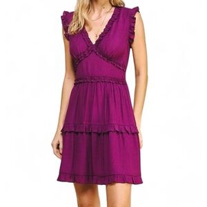 Anthropologie Purple Ruffle Dress